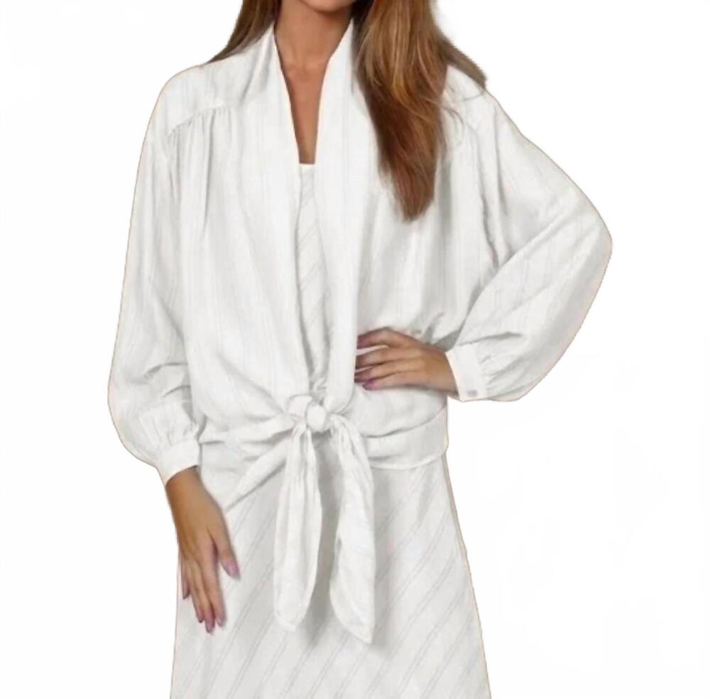NEW MAVEN WEST tie-front shawl jacket in optic white